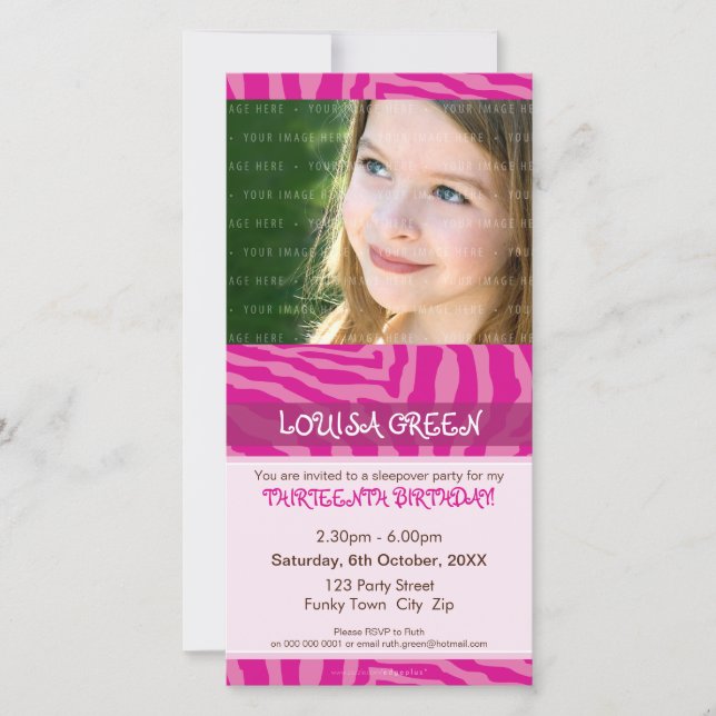 PHOTO BIRTHDAY INVITATIONS :: animal print 3 (Front)