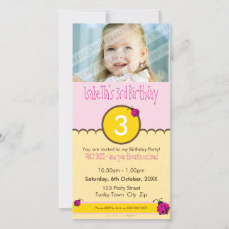 PHOTO BIRTHDAY INVITATIONS :: ladybird 1P