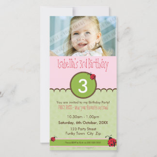 PHOTO BIRTHDAY INVITATIONS :: ladybird 4P