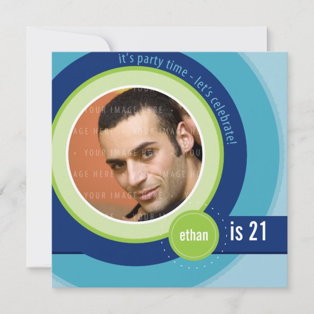 PHOTO BIRTHDAY INVITES :: circular 4SQ (Front)