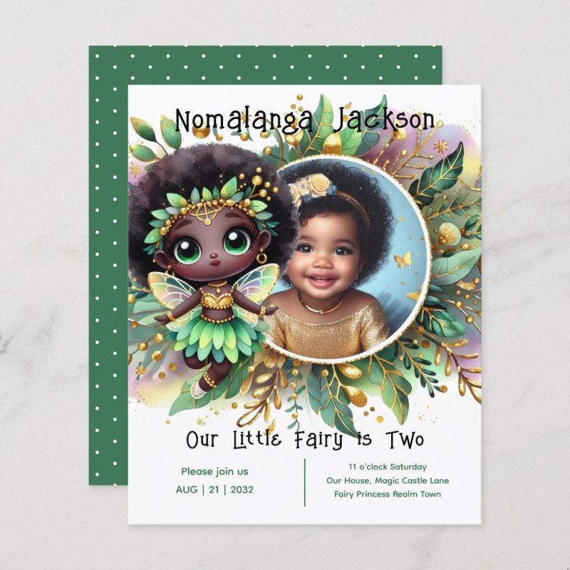 Photo Birthday Little Black Fairy Green Gold