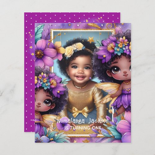Photo Birthday Little Black Fairy Purple Gold