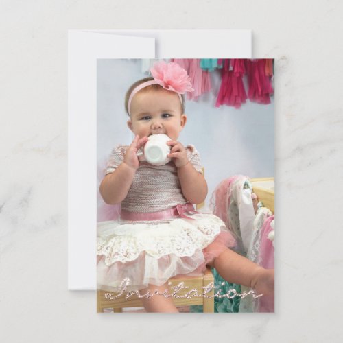 Photo Birthday New Baby Rose Gold Glitter Invitation