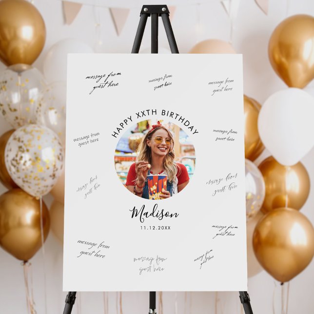 Photo Birthday Party Guest Signature Foam Board (Creator Uploaded)