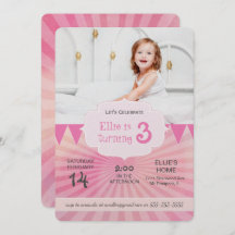Photo Birthday Party Invitation | Carnival pink