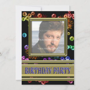 Photo Birthday party Invitation with bubbles