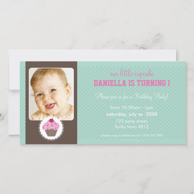PHOTO BIRTHDAY PARTY INVITE :: cupcake 1L (Front)