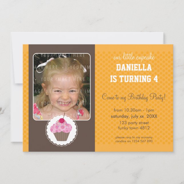 PHOTO BIRTHDAY PARTY INVITES :: cupcake 4L (Front)
