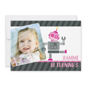 PHOTO BIRTHDAY PARTY INVITES :: robot dancing 5L