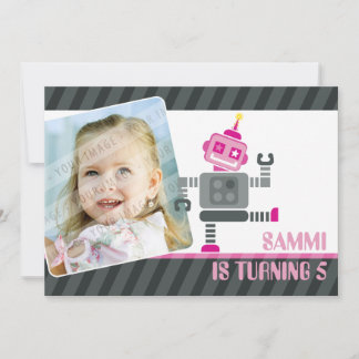 PHOTO BIRTHDAY PARTY INVITES :: robot dancing 5L