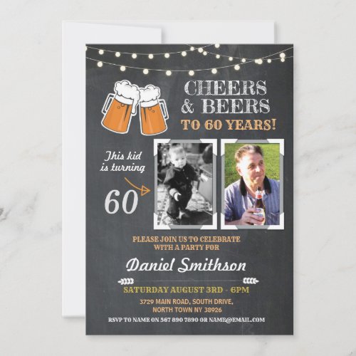 Photo Birthday Party Mens Cheers Beers Picture Invitation
