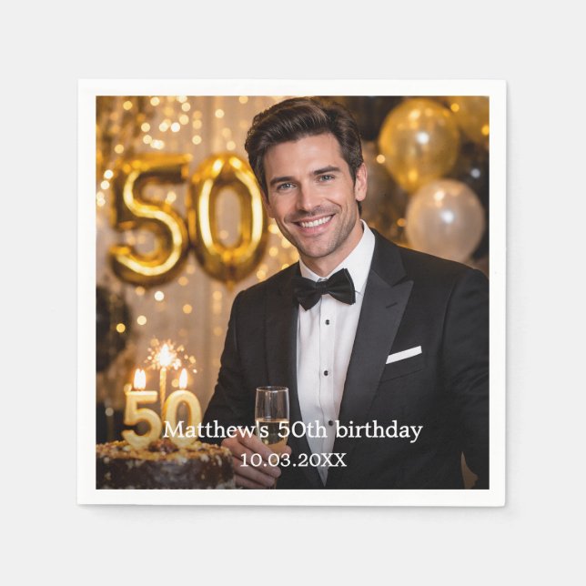 Photo birthday party napkins (Front)