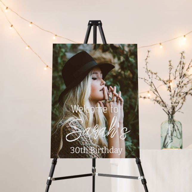 Photo Birthday Party Script Welcome Custom  Foam Board (In Situ (Stand))