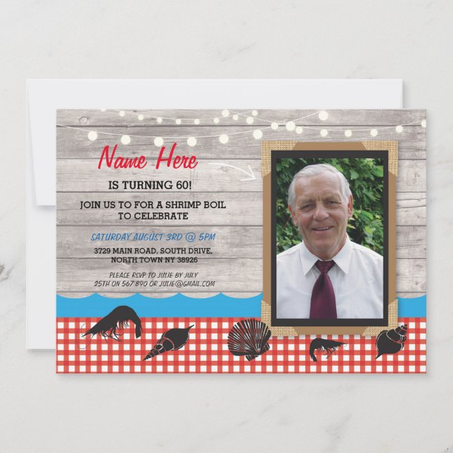 Photo Birthday Party Shrimp Boil Seafood Invite (Front)
