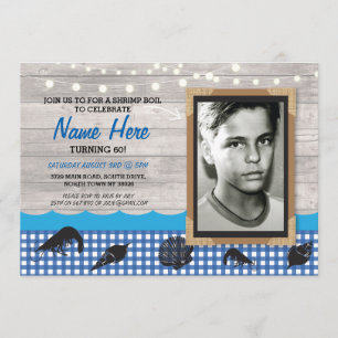Photo Birthday Party Shrimp Boil Seafood Invite