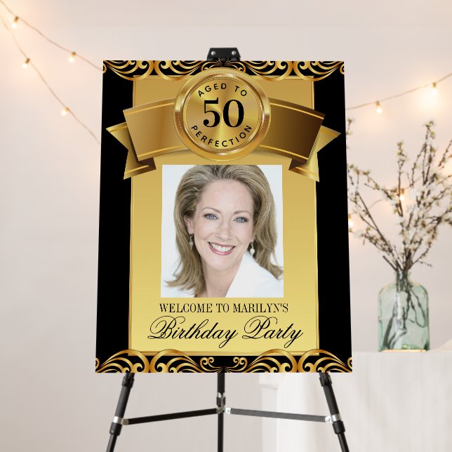 Photo Birthday Party Welcome Sign Any Number (In Situ (Stand))