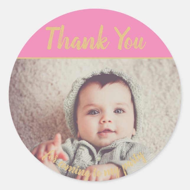 Photo Birthday Thank You Stickers (Front)