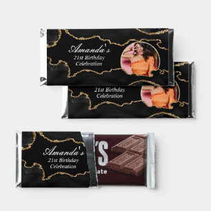 Photo Black and Gold Agate Hershey Bar Favors