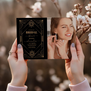 Photo  Black and Gold Art Deco Bridal Shower Invitation