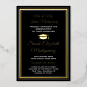 Photo Black and Gold Foil Graduation Announcement (Front)