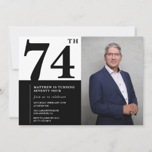Photo Black and White 74th Birthday Invitation