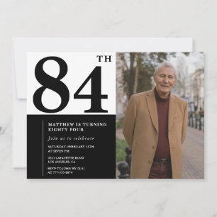 Photo Black and White 84th Birthday Invitation
