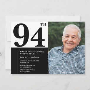 Photo Black and White 94th Birthday Invitation
