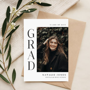 Photo Black and White Graduation Announcement Postcard