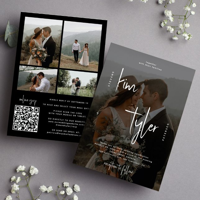 Photo black and white QR code wedding Invitation (Creator Uploaded)