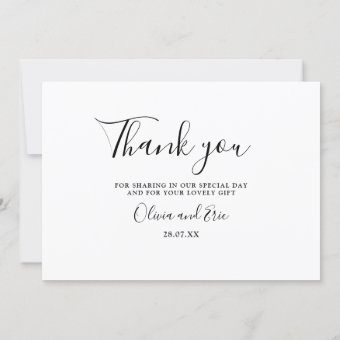 Photo black and white wedding thank you card | Zazzle