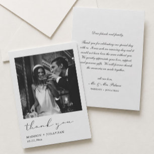 Photo Black and White Wedding Thank You Card