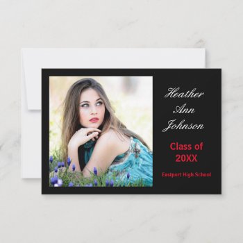 Photo Black Background - 3x5 Grad Announcement by Midesigns55555 at Zazzle