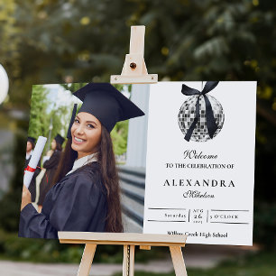 Photo Black Bow  Disco Ball Graduation Party  Foam Board