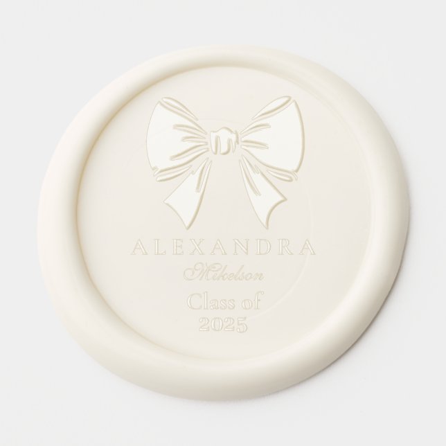 Photo Black Bow Graduation Party  Wax Seal Sticker (Front)