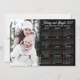 Photo Black Calendar 2027 Family Magnetic Card