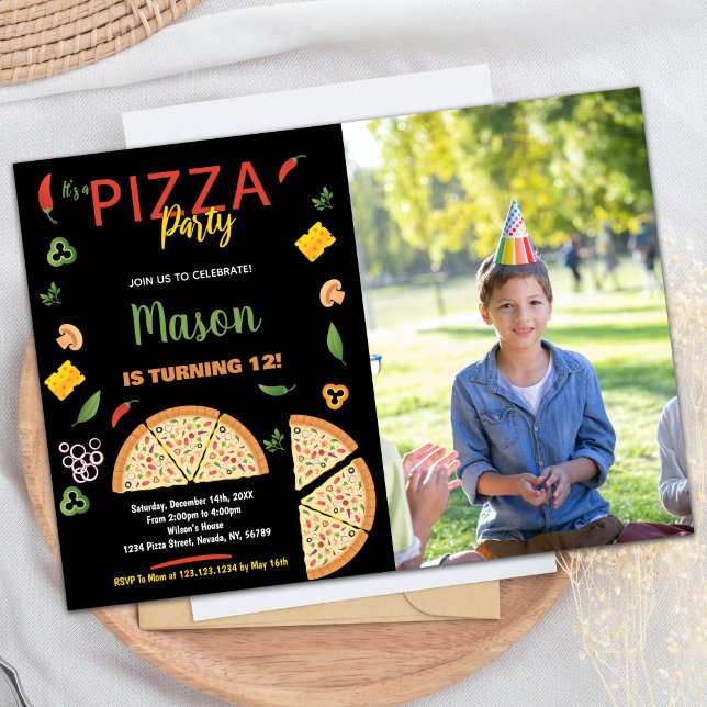 Photo Black Chili Pizza Birthday Invitations (Photo Black Chili Pizza Birthday Invitations)