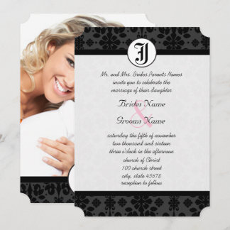 Photo Black Damask Wedding Invites