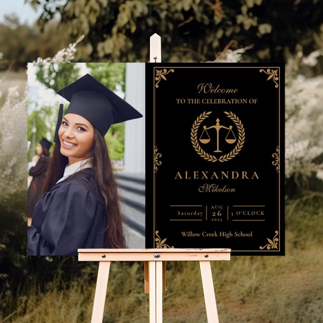 Photo Black Gold Elegant Law School Graduation Foam Board (Creator Uploaded)