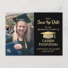 Photo Black & Gold Modern Graduation Save the Date