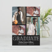 Photo Black Graduation Party Invitations (Standing Front)