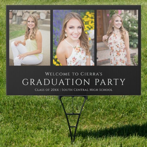 Photo Black Graduation Party Welcome Sign