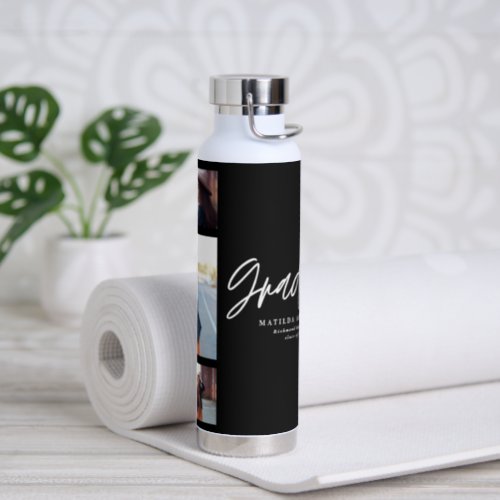 Photo black graduation script modern elegant water bottle