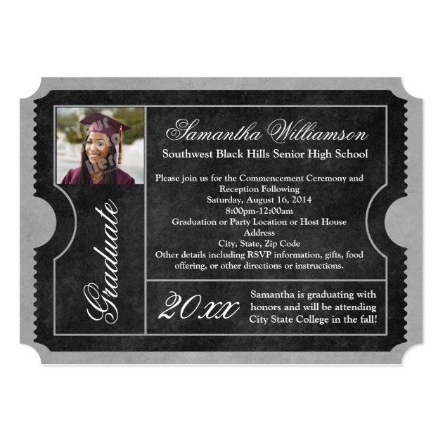 Photo Black Graduation Ticket Invitations