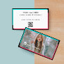 Photo Black Hot Pink Turquoise QR Code Business Card
