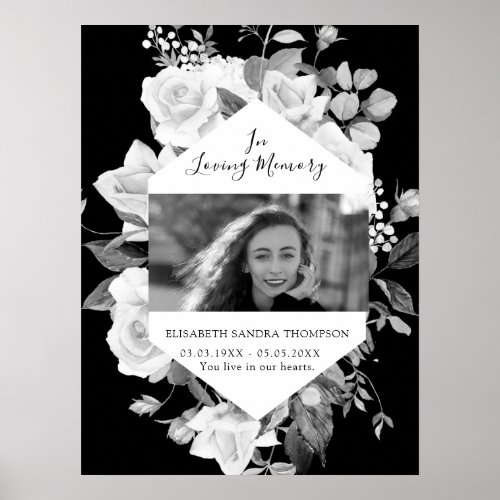 Photo Black In loving Memory Welcome Sign