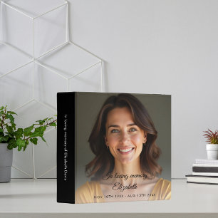 Photo black memorial celebration of life 3 ring binder