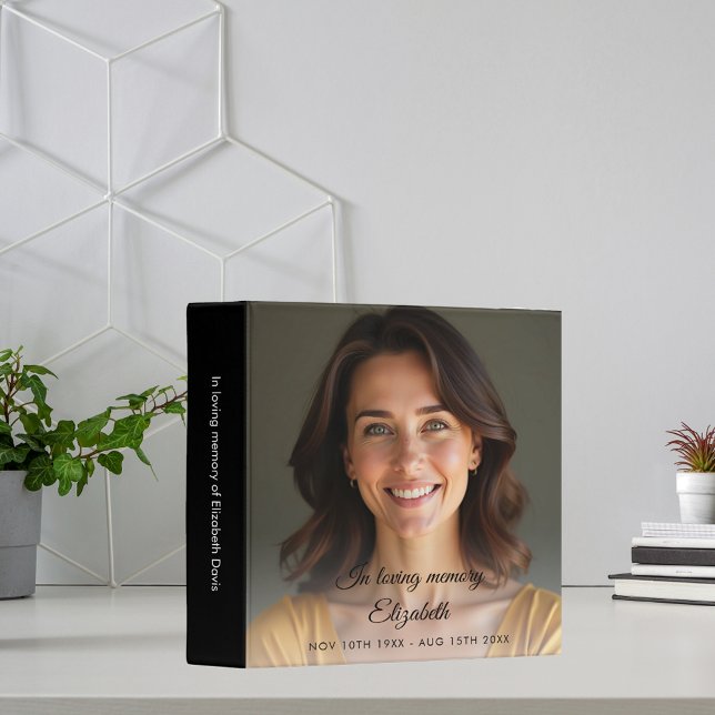 Photo black memorial celebration of life 3 ring binder (Creator Uploaded)