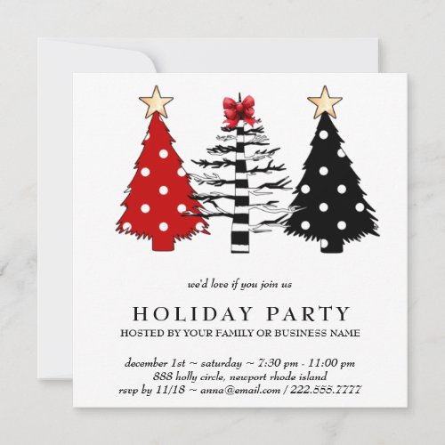  PHOTO BLACK RED DOTS AP20  Christmas  Party   Invitation