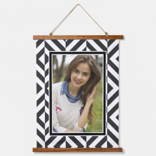 Photo Black & White Diamond Pattern Hanging Tapestry