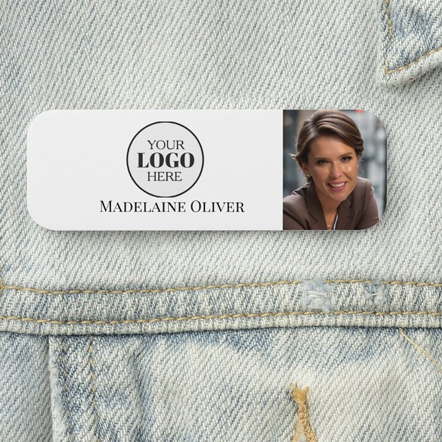  Photo Black White Logo Simple Name Tag (Creator Uploaded)